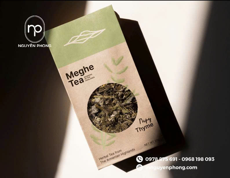 Mẫu in hộp kraft đựng trà mộc mạc